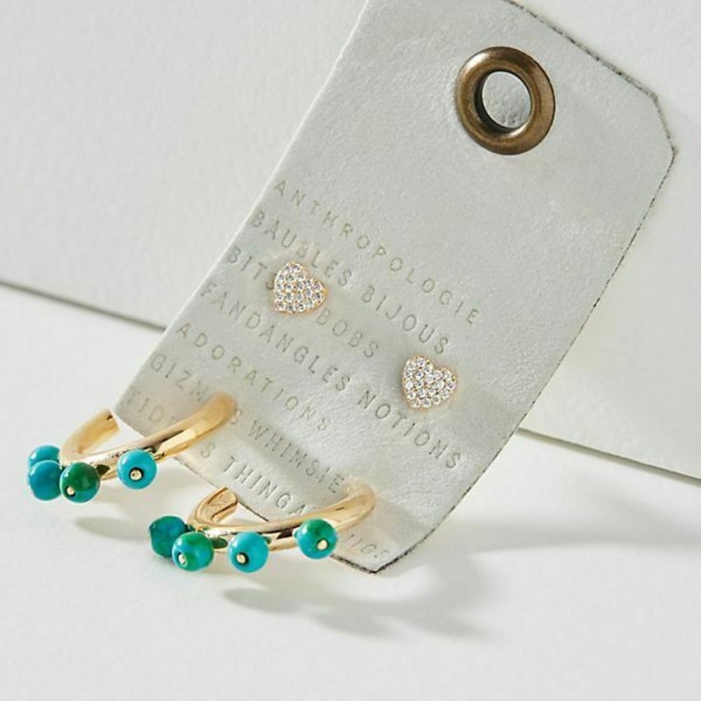 new Anthropologie Tabitha Huggie Hoop Set - Picture 2 of 5
